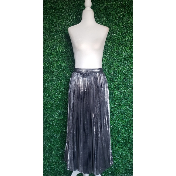 23. J.Crew Pleated silver lamé midi skirt - Picture 5 of 9